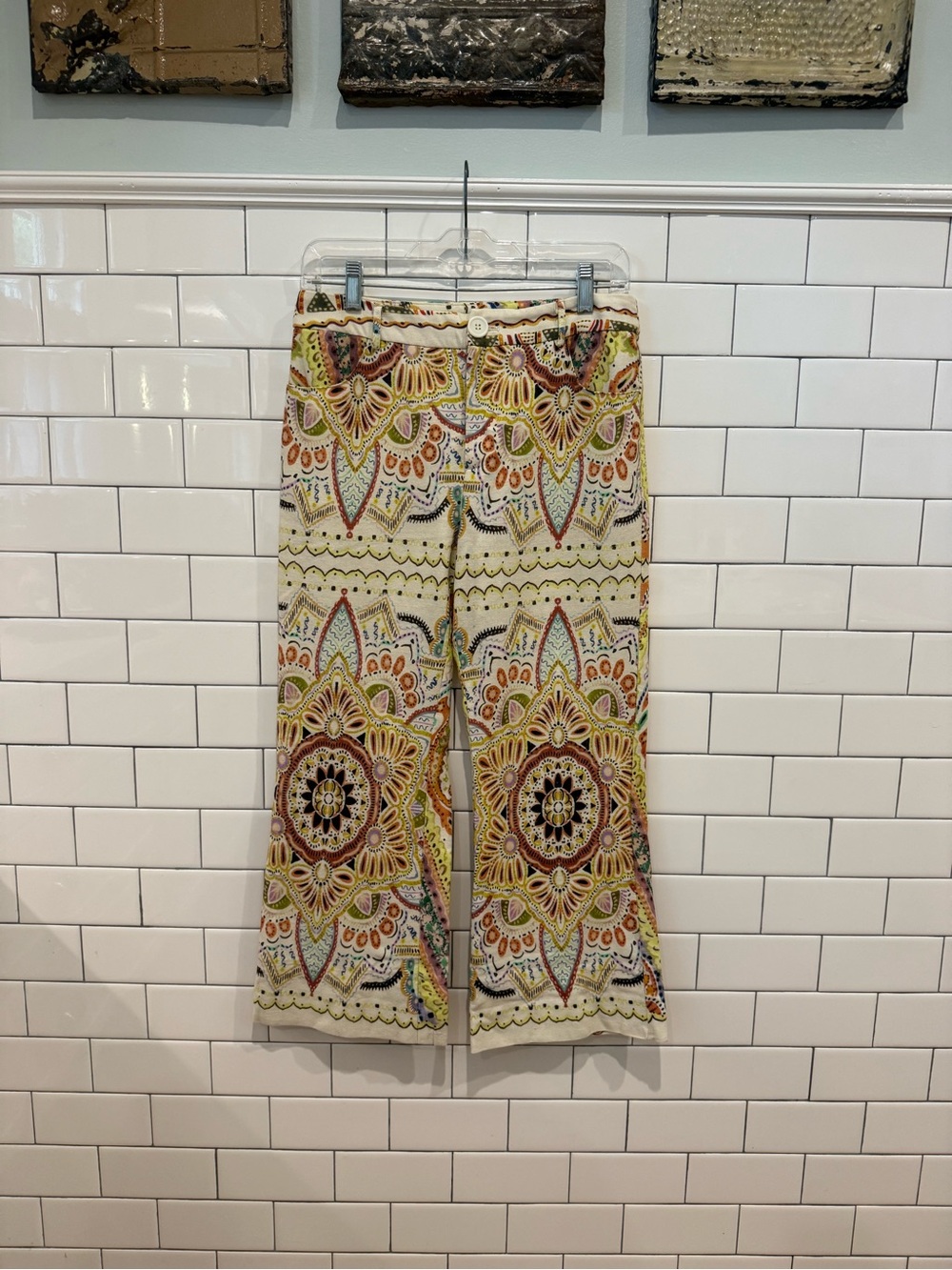 Fate Marrakesh Boho Printed Wide-Leg Crop Pants Size S